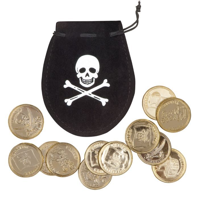 Piratentasche mit 12 goldenen Münzen