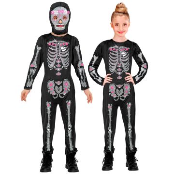 Skelettkostüm für Mädchen mit Maske