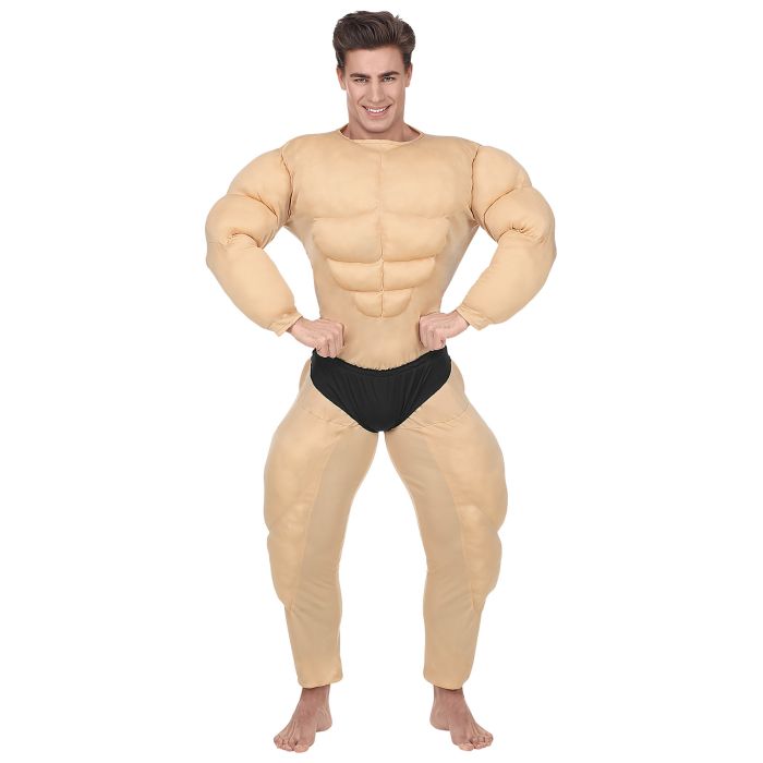 Lustiges Bodybuilder Kostüm in Beige