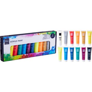 Acrylfarbe in 12 Farben, 12 Tuben à 36 ml