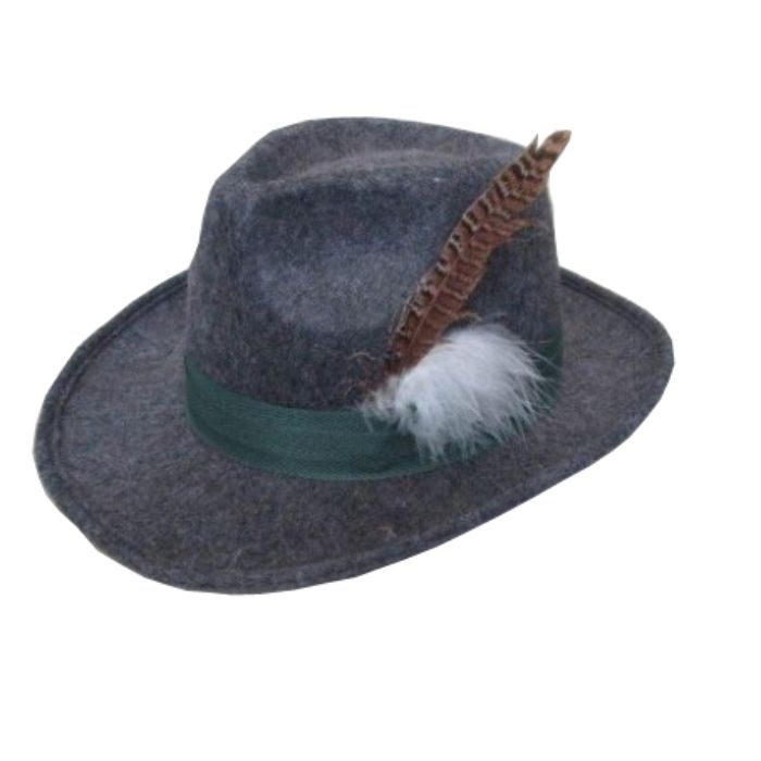 Tirolerhut für das Oktoberfest Bayern grau deluxe unisex Einheitsgröße