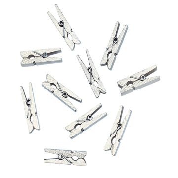 Silberne mini Wäscheklammern 12x - 0,7x3,3 cm 