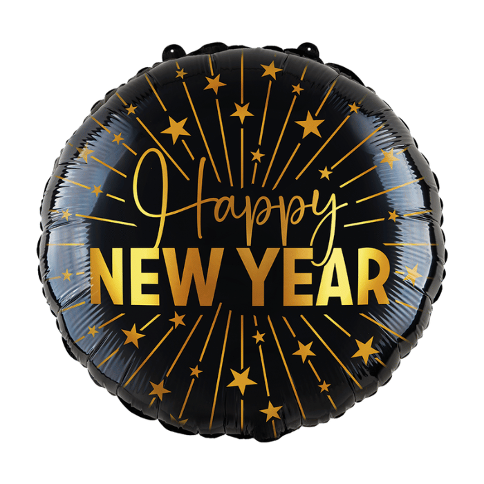Neujahrsfolieballon Gold und Schwarz - 45 cm