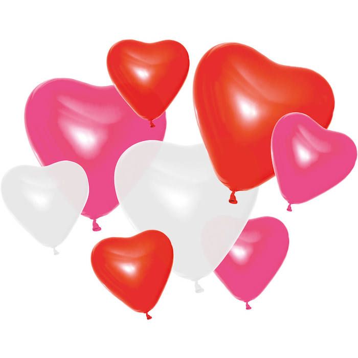 Herzförmige Ballons in Pink, Rot und Weiß 8x