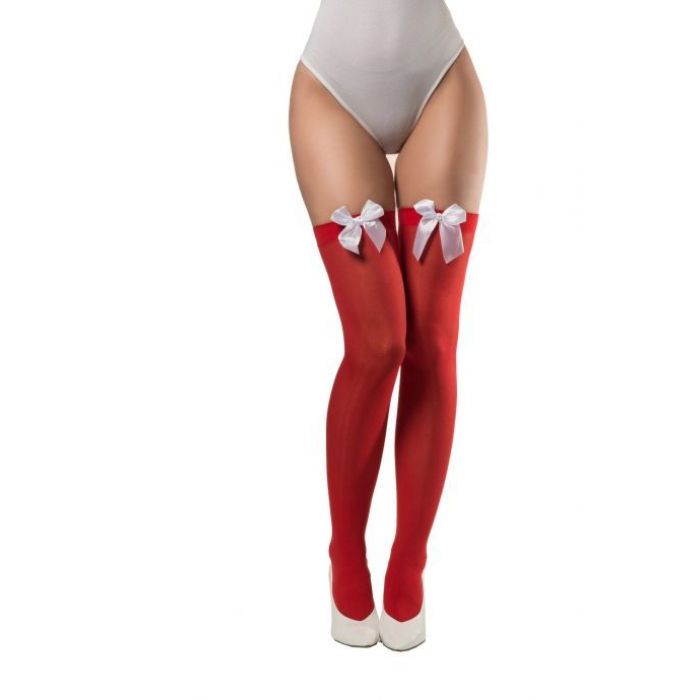 Socken mit Schleife rot und weiß Einheitsgröße für Frauen
