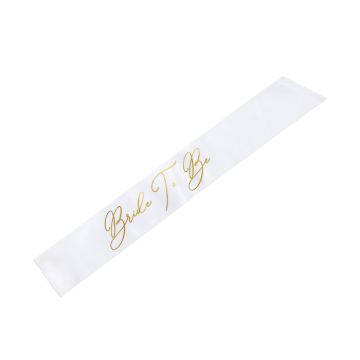 Weißes Bride To Be Schärpenband mit Gold Schrift - 75 cm 