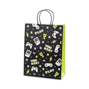 Geschenkverpackung mit Gamepad-Controller-Motiven 10x24x32 cm