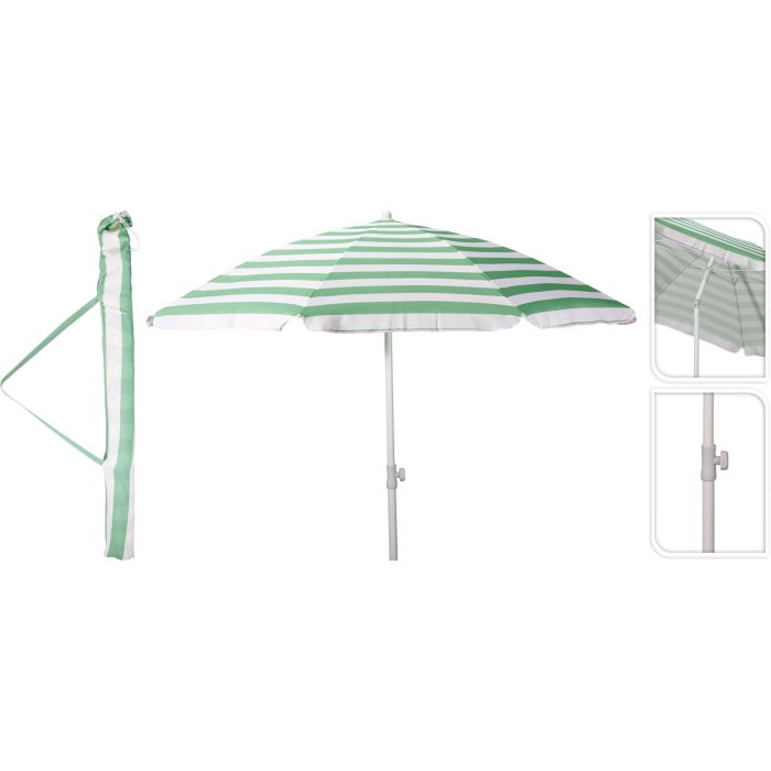Strandschirm mit Neigefunktion, grün und weiß, über 200 cm