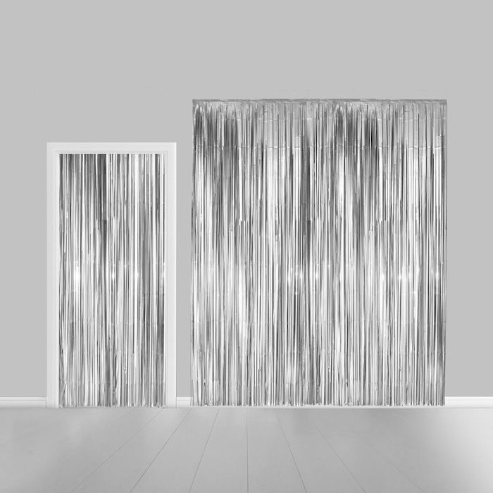 Silberner Glitzer-Vorhang - 100 x 240 cm