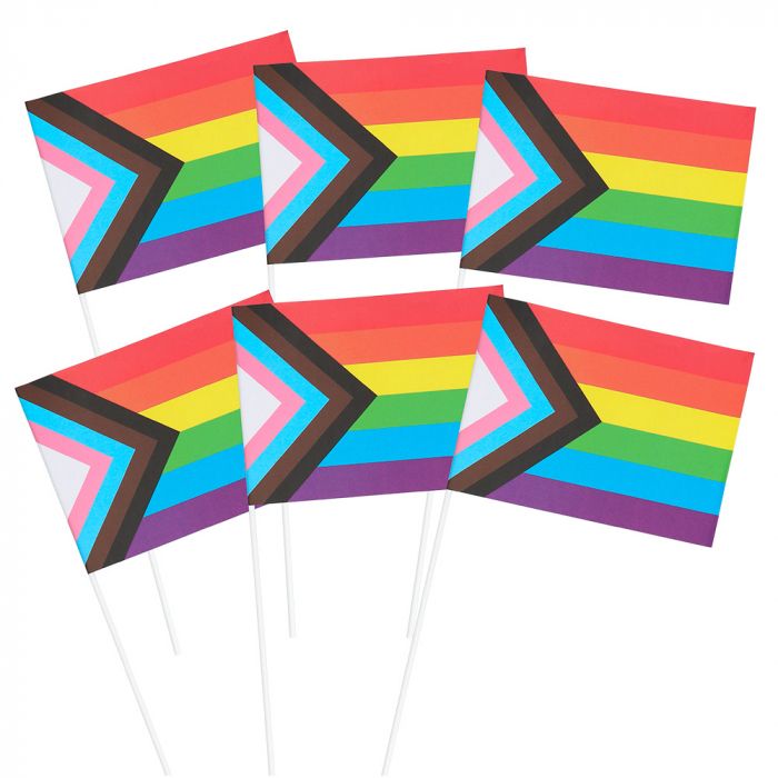Progress Pride-Flagge auf Stab 6x - 20x14 cm