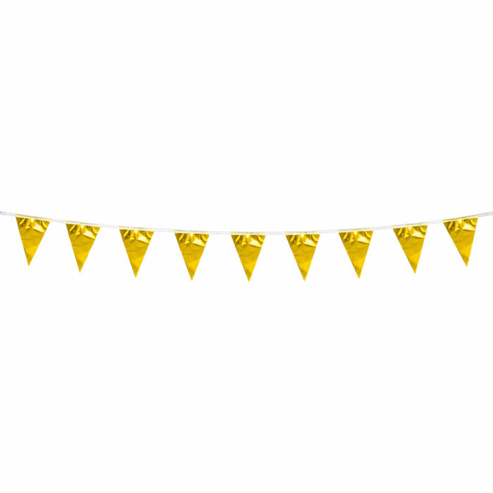 Goldmetallische FlaggenGirlande 10x15 cm - 3 Meter