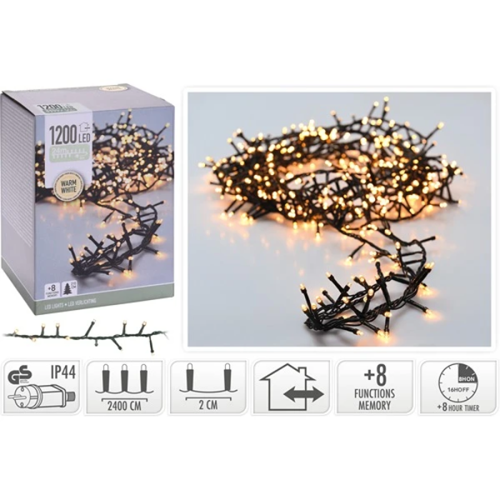 LED Lichterkette Cluster 1200 LED Warmweiß 24 m