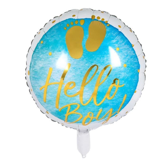 Blaue und weiße Folienballon mit Schrift für Jungen - Ø 45 cm