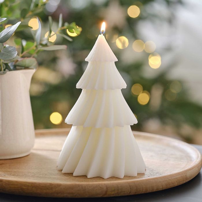 Weihnachtsbaum Teelicht weiß 15x9 cm