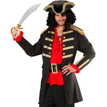 Schwarzes Piratenkapitän-Kostüm für Herren