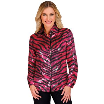 Zebra-Paillettenbluse für Damen in Pink