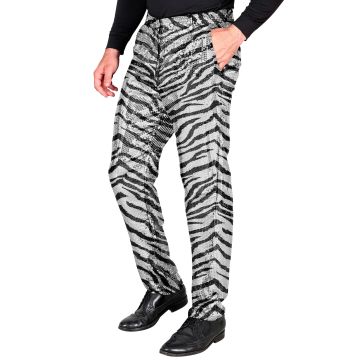 Pailletten-Hosen für Herren mit Zebraprint in Silber