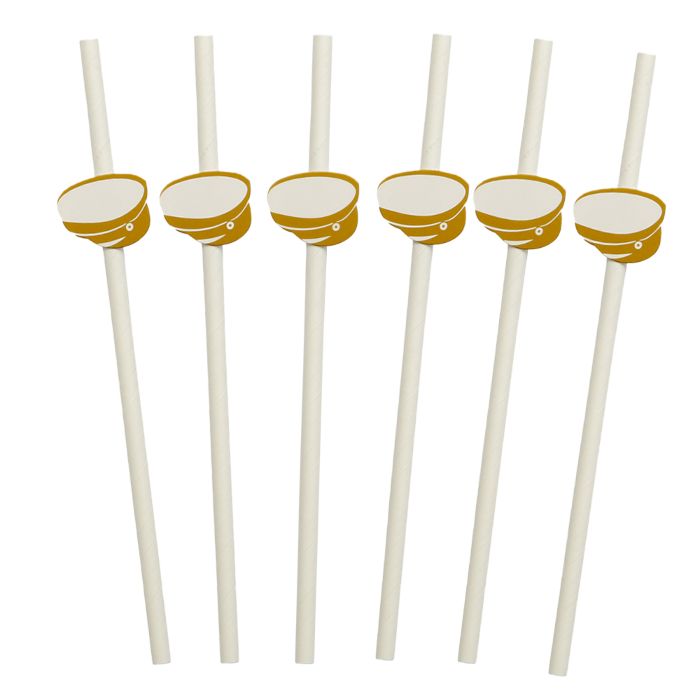 Pappstrohhalme mit goldenen Studentenhüten 8x 