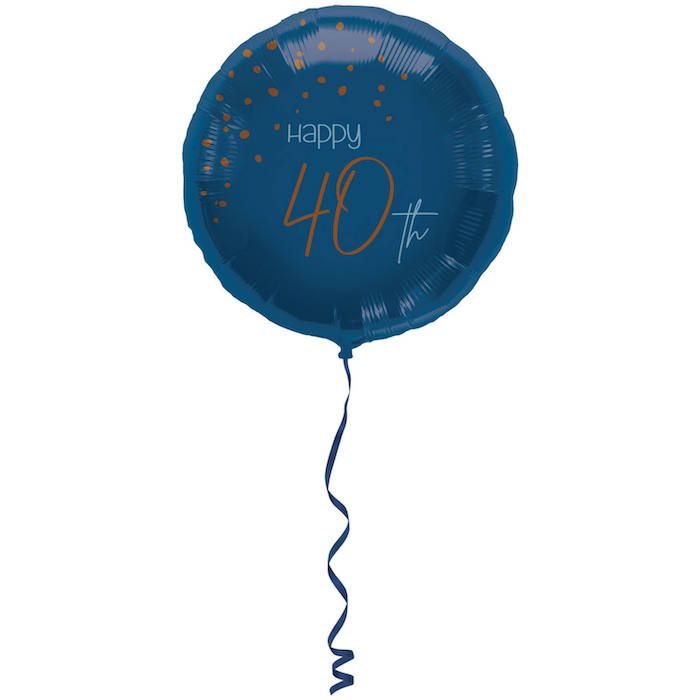 "Happy 40th" Folienballon Blau - 45 cm
