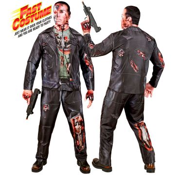 Cyborg-Kostüm für Herren mit Schusslöchern