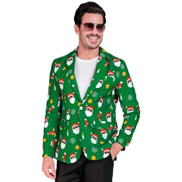 Grüne Weihnachtsmannjacke mit lustigem Druck