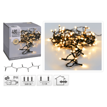 LED lyskæde 480 LED Varm hvid med stik - 36 m