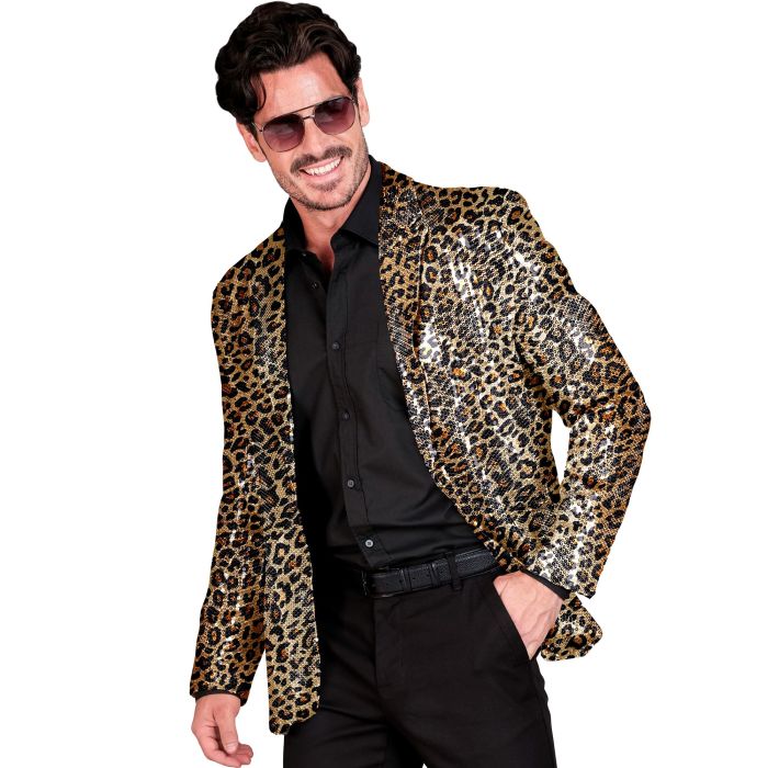 Gold Leoparden-Paillettenjacke für Partys