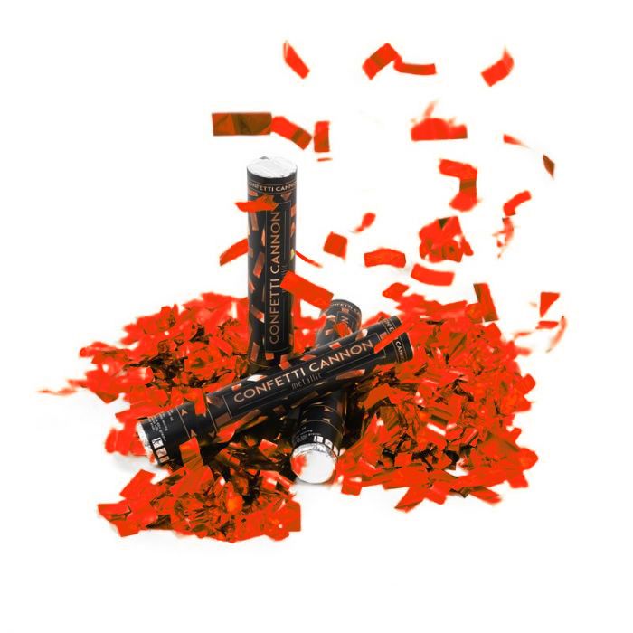 Rotes Konfettiröhrchen 40 cm PartyVikings - Metallic Rechteckig