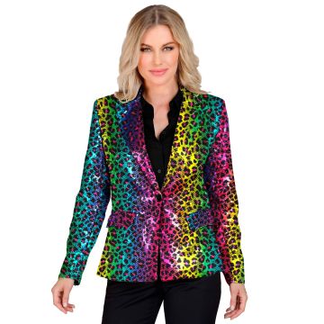 Paillettenjacke mit Leopardenmuster in Regenbogen