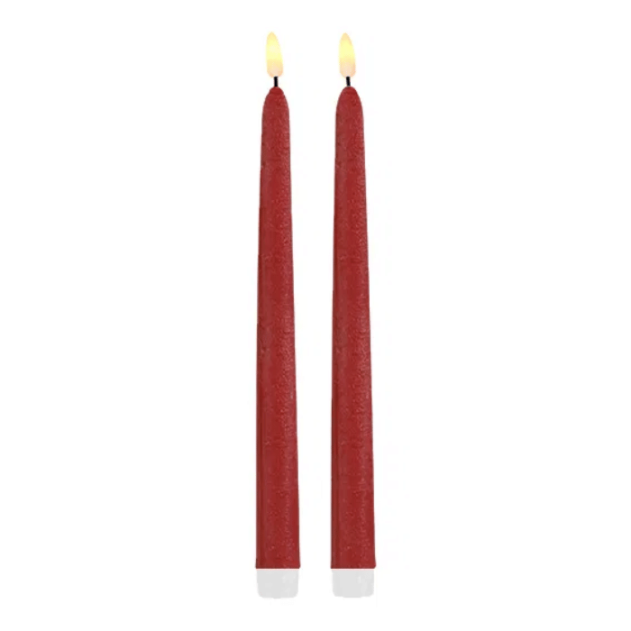 LED Stabkerzen 2x dunkelrot - 2x25 cm