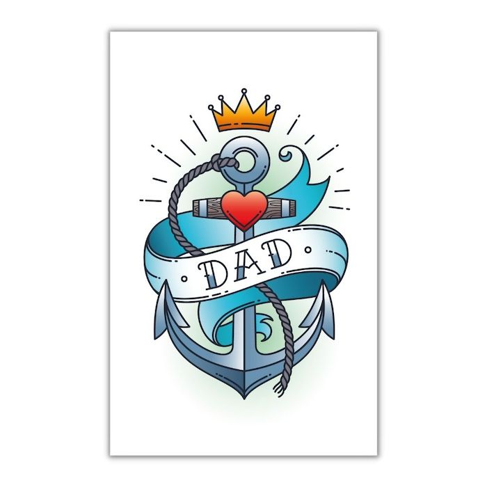 Falsches Vater-Tattoo mit Schiffsanker 10.5x20cm 