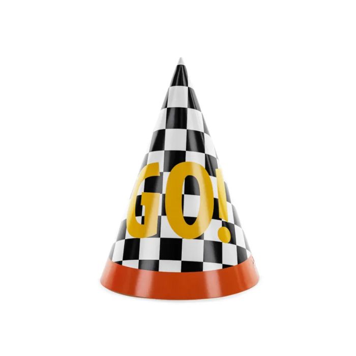 Partykappen mit kariertem Flaggenmuster 6x - 16x11 cm