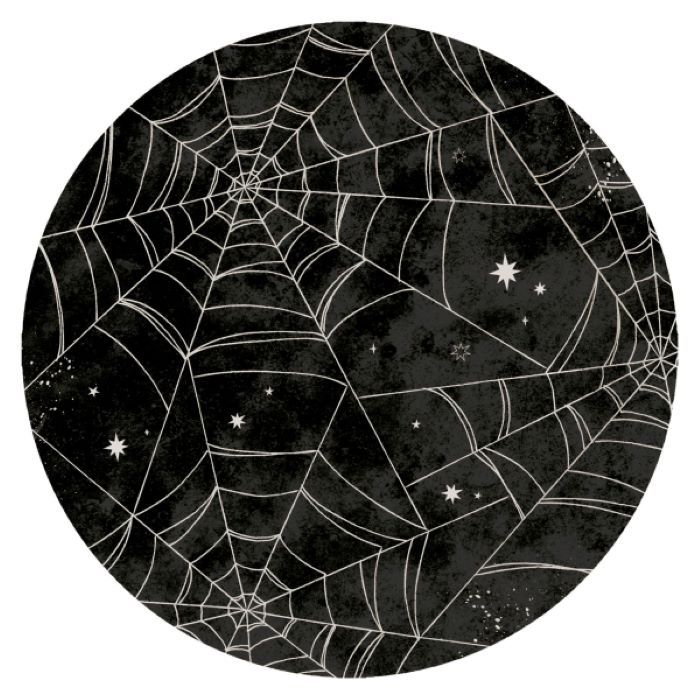 Schwarze Halloween-Pappteller mit Spinnennetz 8x - Ø 23 cm