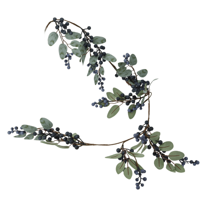 Künstliche Blatthängeleuchte m. Beeren - 150 cm