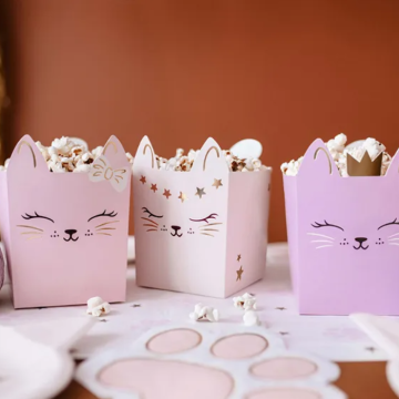 Popcornbecher mit Katzendesign 3x - 10x14 cm
