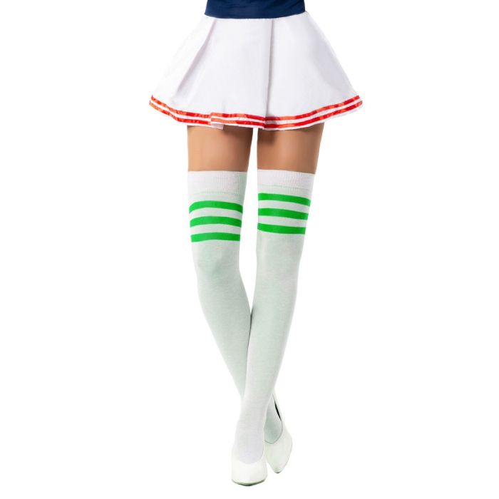 Cheerleader Kniestrümpfe Einheitsgröße Weiß und Grün
