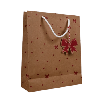 Braune Geschenkverpackung mit Schleifen - 24x19,5x7,5 cm