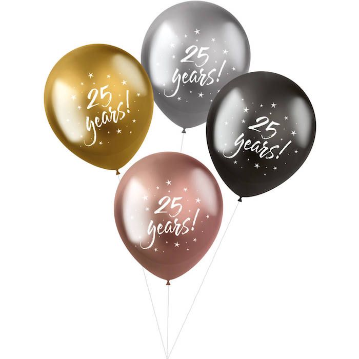 25 Jahre Ballons metallic 4x - 33 cm