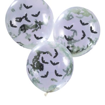 Halloween Konfetti Ballons mit Fledermaus Konfetti 5x
