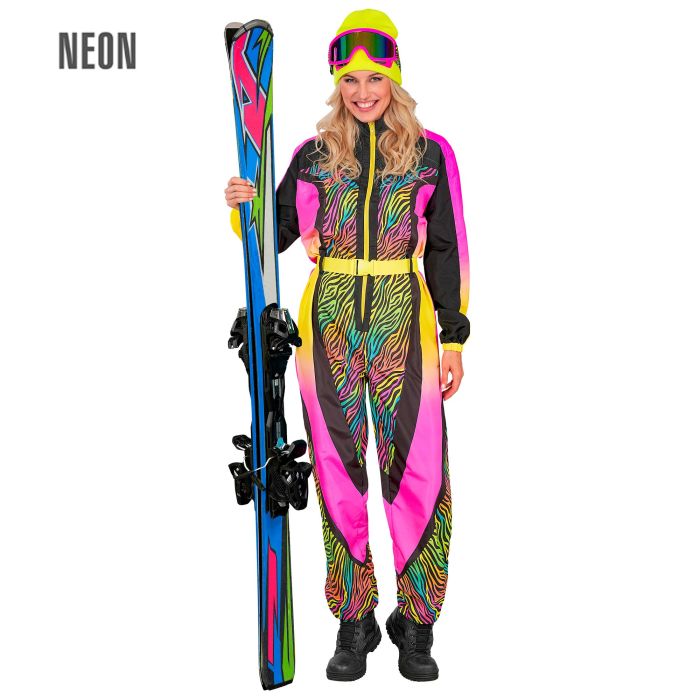 Neon Skihose für Damen mit Zebra-Print