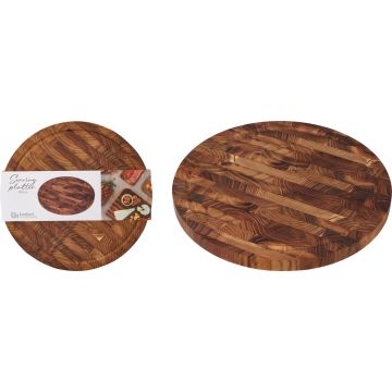 Rundes Servierbrett aus Teakholz Ø 30 cm