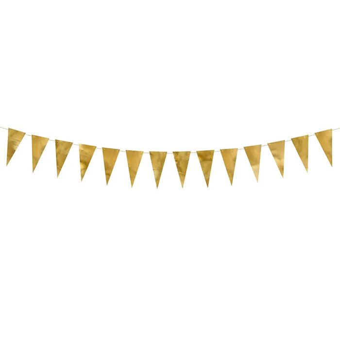 Gold-Girlande mit Flaggen - 2,15 Meter