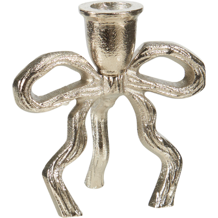 Kerzenhalter mit Schleifen-Design in Silber 11x7x12 cm
