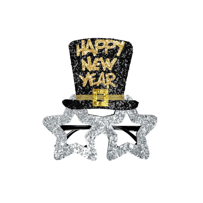 Silvesterbrille Silber Happy New Year