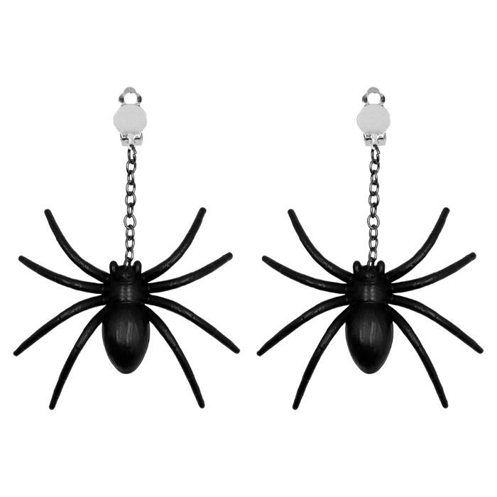 Halloween schwarze Spinnen falsche Ohrringe - Einheitsgröße