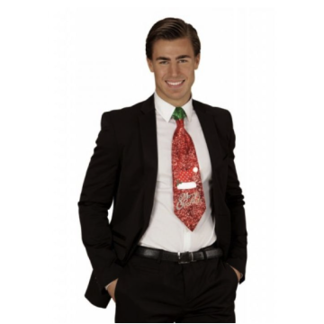 Weihnachtskrawatte mit Glitter in Rot