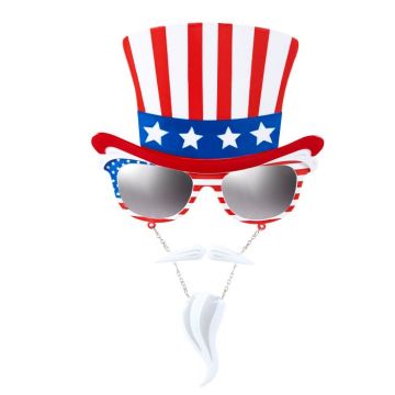 USA-Brillen mit Zylinder und Bart