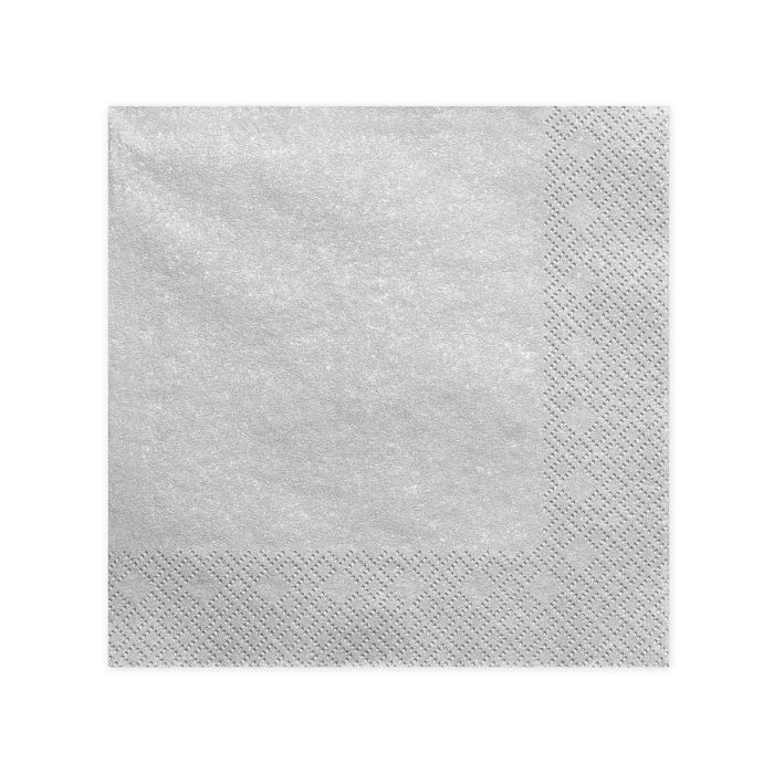Silberne Servietten 20x - 33x33 cm