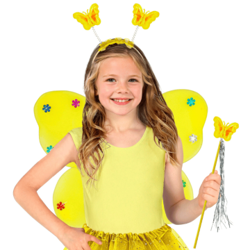 Gelbes Schmetterlingsfee-Kostüm für Kinder