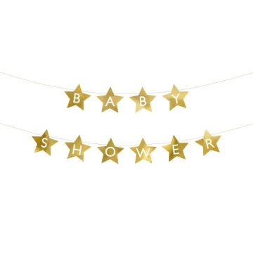 Goldene Babyshower-Stern-Girlande - 290x16,5 cm